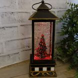 Christmas Snow Lantern Vintage Snow Globe Checked Christmas Decor 4 small