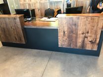 Walnut And Steel Reception Desk 1 small
