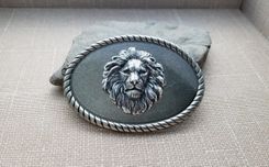 Handmade Oxidized Silver Brass Steampunk Lion Belt Buckle 2 small