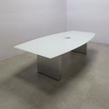 Boat Shape Custom Conference Table, Tempered Glass Top - Omaha Meeting Table 4 small