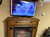Custom Barnwood  Electric Fireplace Cabinet With Remote Raising Tv 1 small
