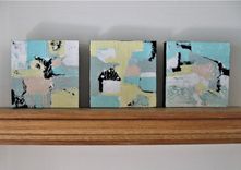 Triptych, 3 Original Acrylic Abstract Paintings, 8" X 8" Each, Small Art Canvas 1 small