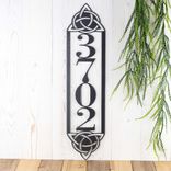 Vertical Metal House Number Sign with Celtic Knots 1 small