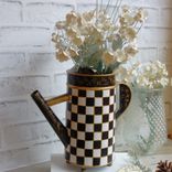 Courtly Vintage Watering Can Checked Tea Pot Decor Black And White Checks Vase 4 small