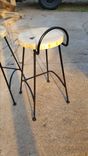 Metal Base Stool With Wood Seat. 5 small