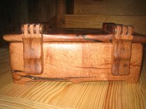 Mesquite Wood Box With Wooden Hinges. 1 small