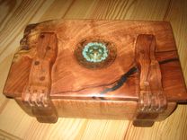 Mesquite Wood Box With Wooden Hinges. 2 small