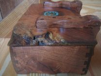 Mesquite Wood Box With Wooden Hinges. 3 small