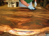 Mesquite Oval Table Top With Turquoise Inlay 3 small