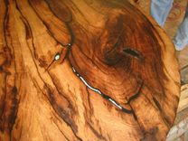 Mesquite Oval Table Top With Turquoise Inlay 4 small