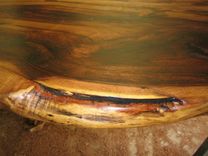 Mesquite Oval Table Top With Turquoise Inlay 9 small