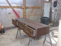 Walnut Desk With Three Drawers No Base 4 small