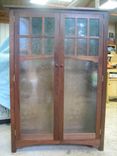 Walnut Book Case With Glass Panel Doors. 2 small