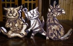 Edward Gorey Wood Figures,Edward Gorey Collectibles, Edward Gorey Art,Sculpture,Edward Gorey 3 small