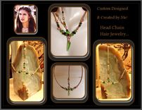 Copper And Green Gem Hair Chain, Custom Hairs Chains 1 small