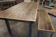 Mixed Reclaimed Oak Dinning Table & Matching Bench 1 small