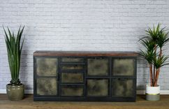 Industrial Credenza With Drawers. Rustic Filing Cabinet. Modern Office Furniture Reclaimed Wood. 3 small