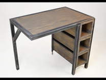 Custom Industrial Contemporary Metal Oak Wood Desk 1 small