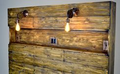 Custom Industrial Rustic Reclaimed Led Sconce Bed Headboard 5 small