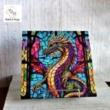 Stained Glass Dragon Art Mural Dragon Wall Decor Or Tabletop Display 1 small