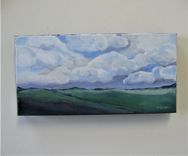 Original Impressionist Acrylic Landscape Painting, 12" X 1 1/2" X 6" 4 small
