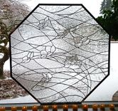 Stained Glass Octagonal Window - Winter Dogwood 2 small