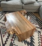 Spalted Live Edge Waterfall Edge Pecan Coffee Table With Cherry Laminated Strips 2 small