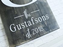 Block Letter Monogram Last Name Wood Sign - Family Name Established Sign - Personalized Wooden Decor 4 small