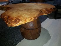 Coffee Or End Table- Redwood Cookie Wood Slab 3 small