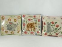 Set Of Two: 6" Square Plates For Tapas, Snacks, Salad 5 small