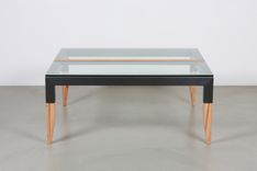 Squared' Coffee Table In Recycled Steel, Glass And Reclaimed Black Oak 3 small