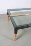 Squared' Coffee Table In Recycled Steel, Glass And Reclaimed Black Oak 2 small