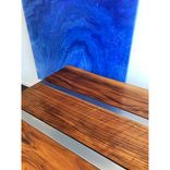 Figured Walnut And Steel Dining Table With Bench 1 small