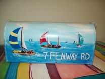 Mailbox Hand Painted W Spinnaker Sailboats 1 small