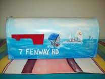 Mailbox Hand Painted W Spinnaker Sailboats 4 small