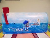 Mailbox Hand Painted W Spinnaker Sailboats 5 small