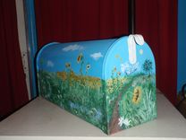 Mailbox Hand Painted Wild Garden Featuring Sunflowers 1 small