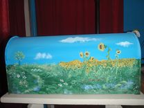Mailbox Hand Painted Wild Garden Featuring Sunflowers 4 small