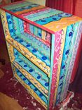 Bookcase Handpainted Multicolored 4 Shelves 1 small