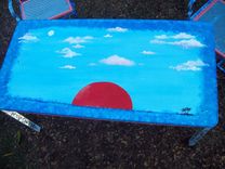 Metal Table With 2 Metal Chairs "Bastrop Gardens Sunset" 4 small