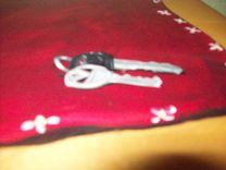 Birchwood Bent Seat With Texas Star Cutout And Handpainted Keys 3 small