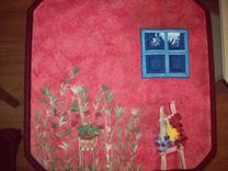 Side / Occassional Table Handpainted Berrywine With Pueblo Window 2 small