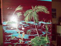 Handpainted Metal File Cabinet With Palms 3 small