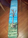 Wood Bench Painted With Cow Under Tree 1 small