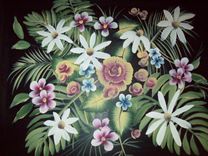 Night Table Handpainted With Flowers 3 small