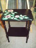 Occasional Table Hand Painted Black With Flowers 1 small