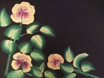 Occasional Table Hand Painted Black With Flowers 2 small