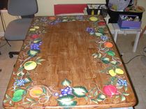 Kitchen Table With Fruit Border And Matching Chairs 1 small