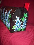 Painted Metal Mailbox (Black With Blue Bonnets) 2 small