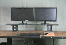 Reclaimed Wood Desk With Monitor Stand And Computer Storage. Industrial, Riser. 6 small
